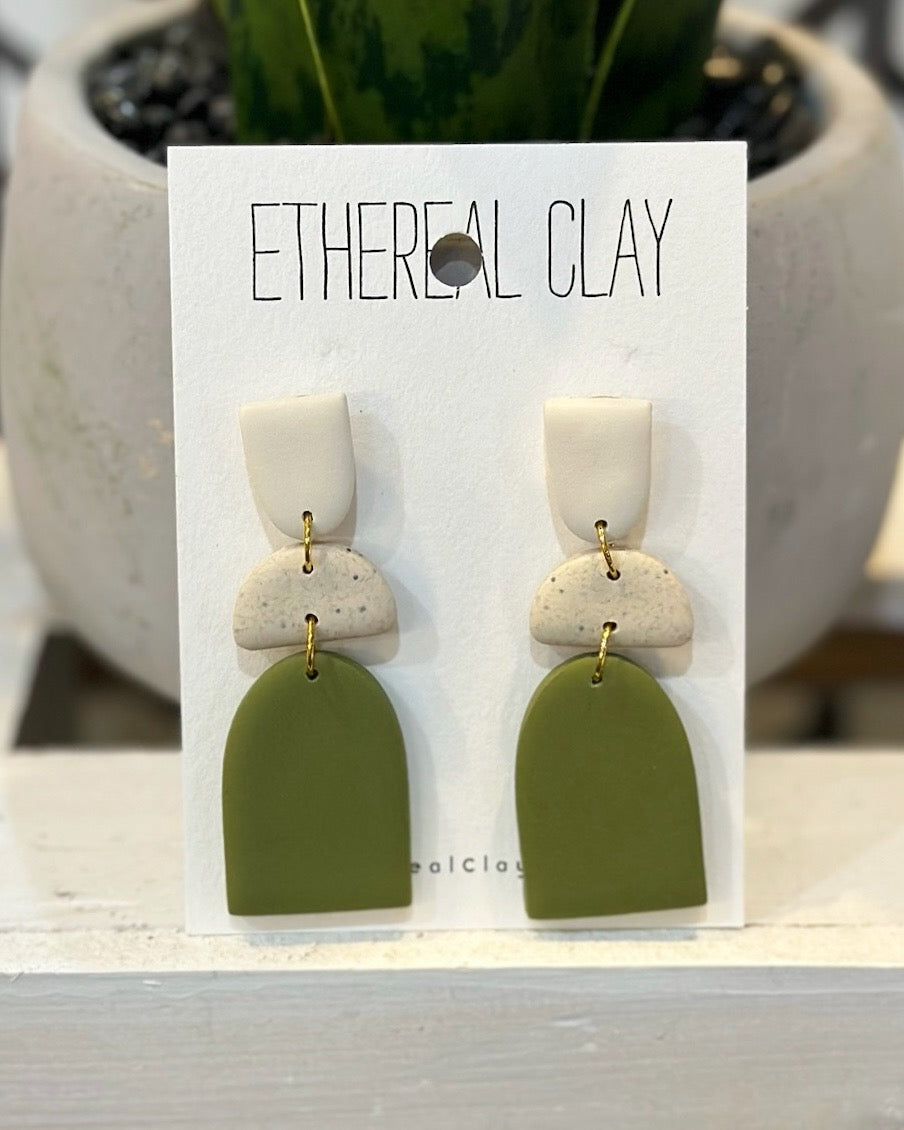 Boho Green Clay Earrings