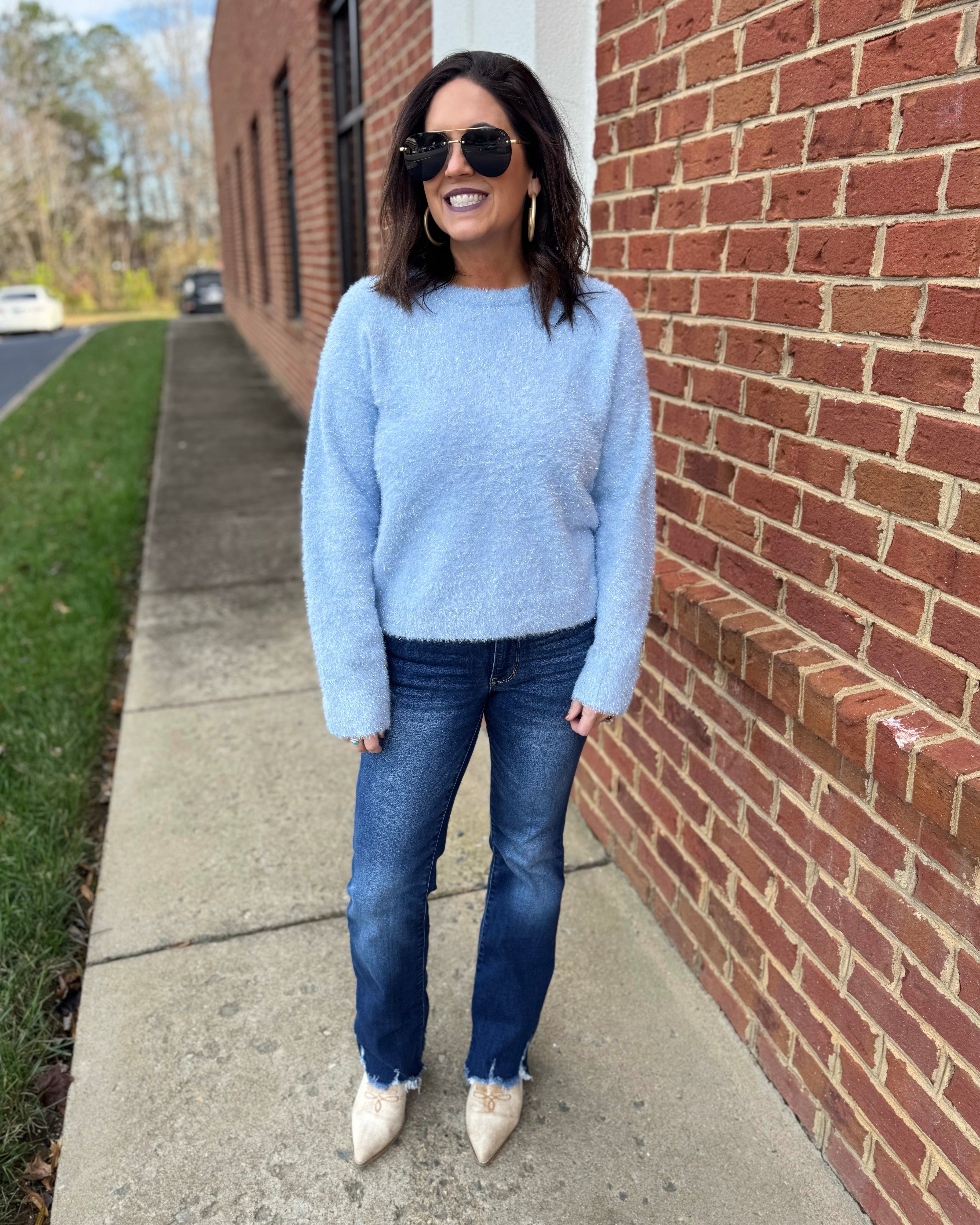 Kyra Eyelash Sweater in Light Blue FINAL SALE – Madi Savvy Boutique