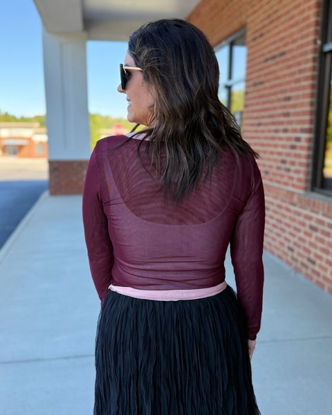 Hylton Double Layer Mesh Top in Eggplant