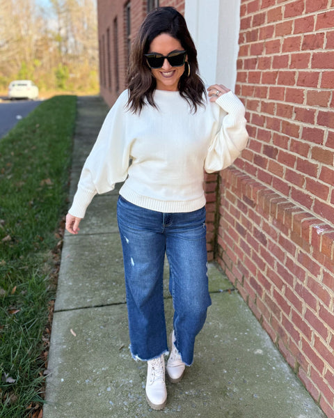 Callie Boat Neck Sweater in Cream