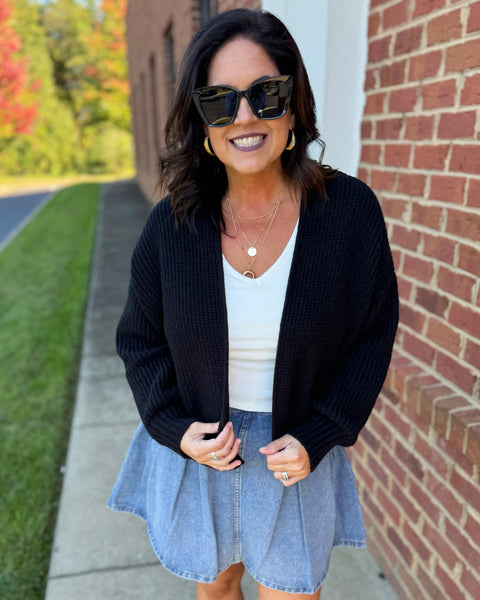Lola Sweater Cardigan in Black FINAL SALE