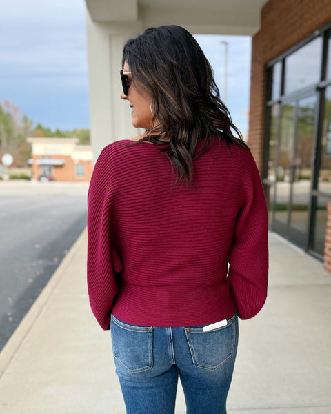 Tara Balloon Sleeve Sweater in Cabernet FINAL SALE