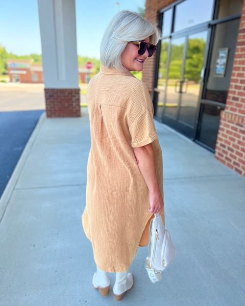Sophie Midi Dress in Mustard