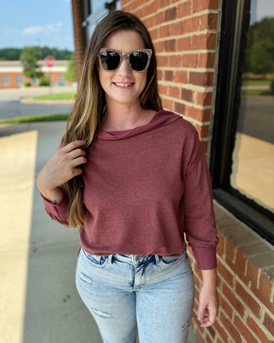 Payton Drop Shoulder Top in Mauve