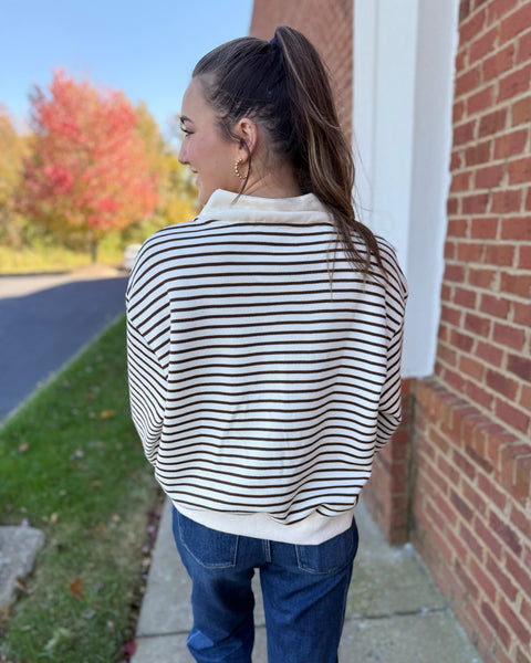 Collins Half Zip Sweatshirt in Brown