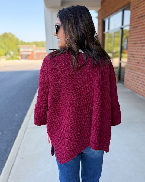 Gabbie Sweater Cardigan in Cabernet FINAL SALE