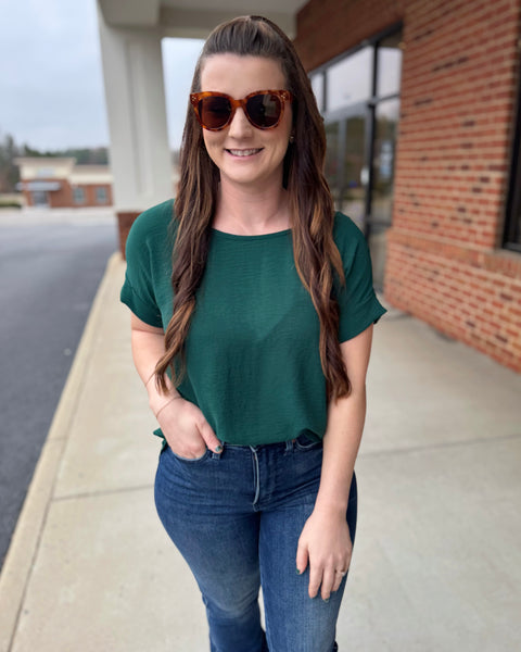 Rylee REG/CURVY Blouse in Hunter Green