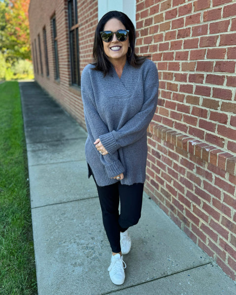 Georgia Slouchy Sweater in Charcoal