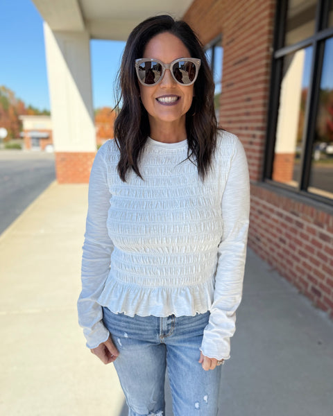 Aiden Smock Top in Off White