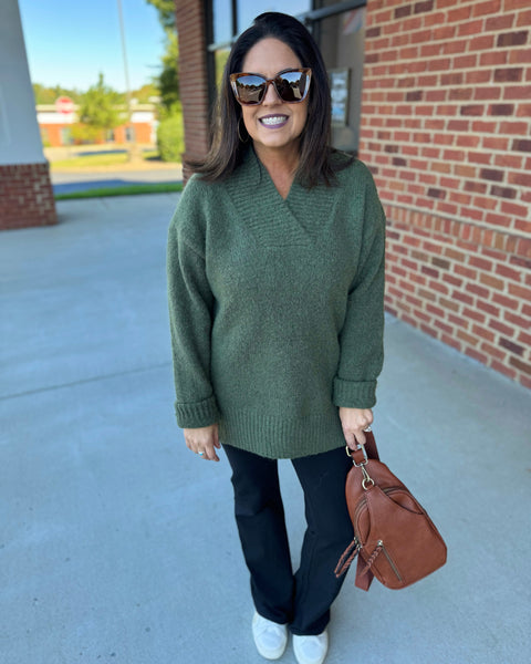 Georgia Slouchy Sweater in Olive