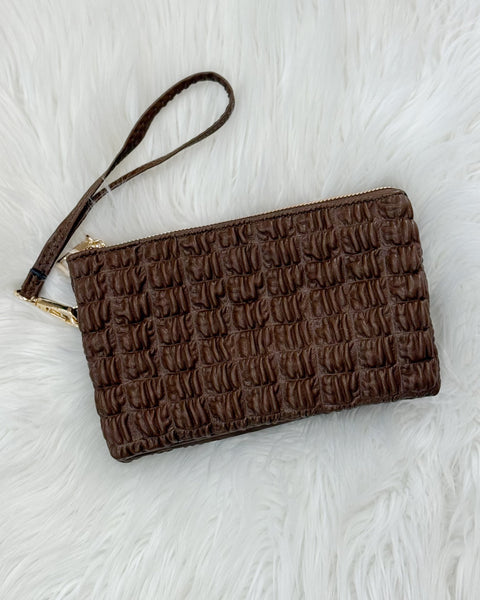 Riley Quilted Crossbody/Wristlet in Chocolate