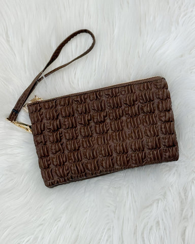 Riley Quilted Crossbody/Wristlet in Chocolate