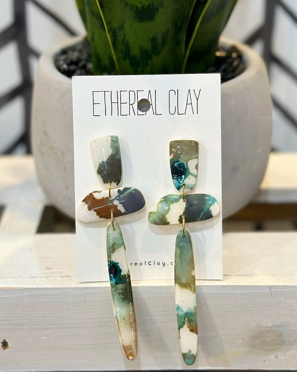 Clay Ink Boho Dangle Earrings