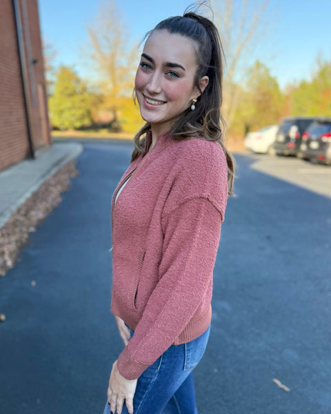 Salem Soft Fluffy Cardigan in Terracotta FINAL SALE