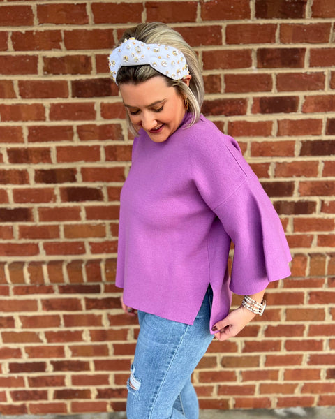 Robin Bell Sleeve Sweater in Violet