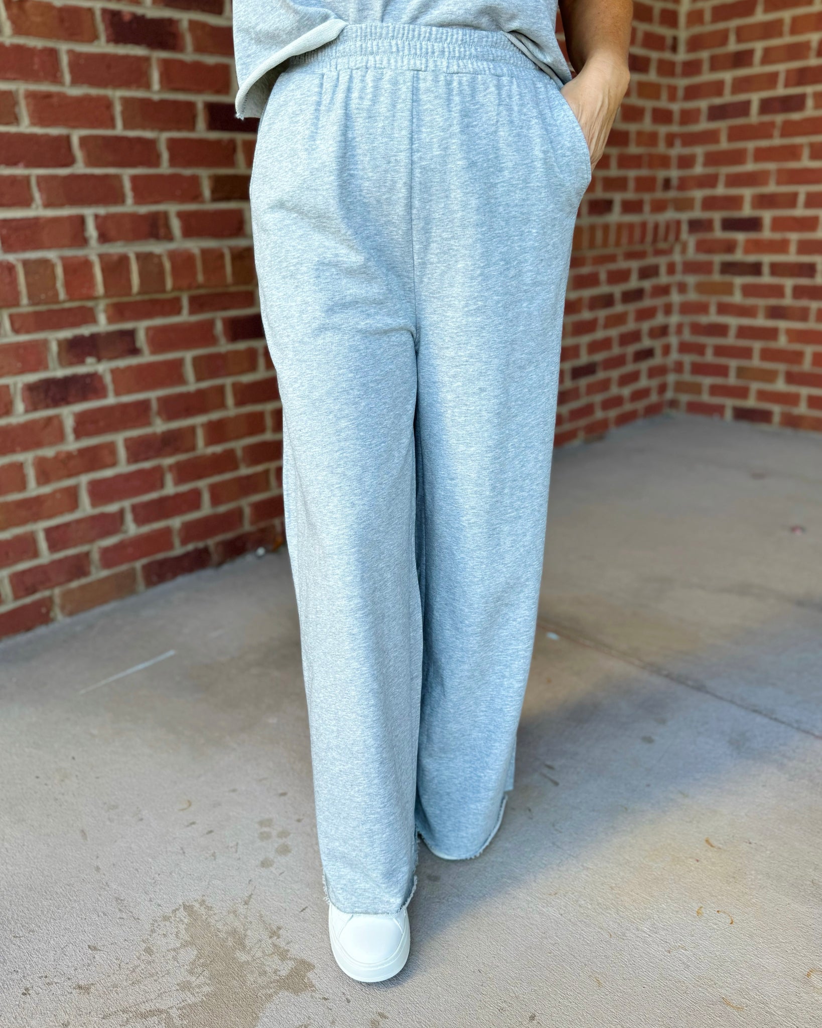 Gianna Wide Leg Pants in Heather Grey