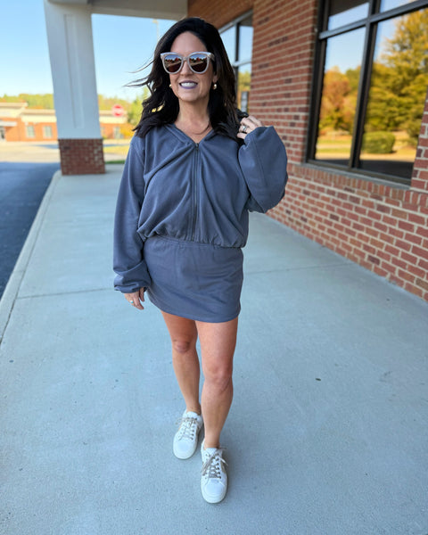 Addison Top & Skirt Set in Charcoal