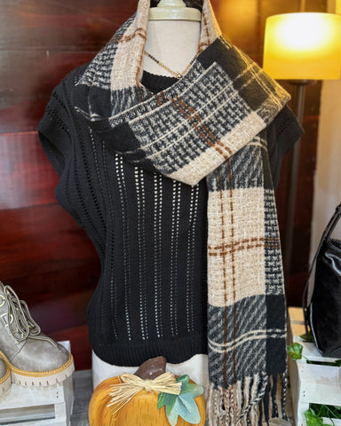 Penny Plaid Fringe Scarf