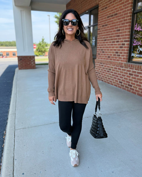 Ellie Hoodie Top in Heather Deep Camel FINAL SALE