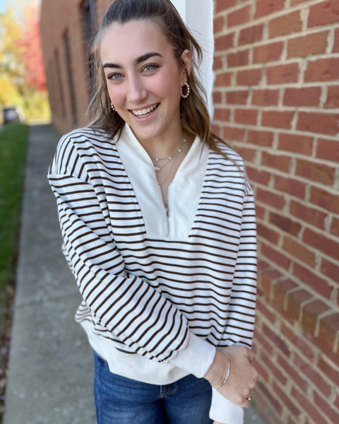 Collins Half Zip Sweatshirt in Brown