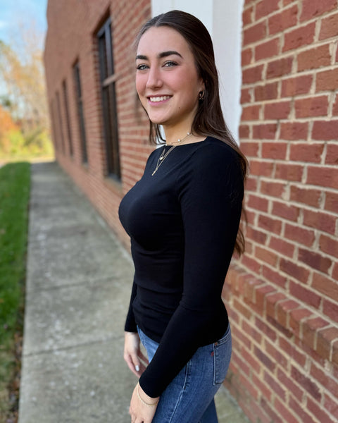 Destiny Boat Neck Top in Black