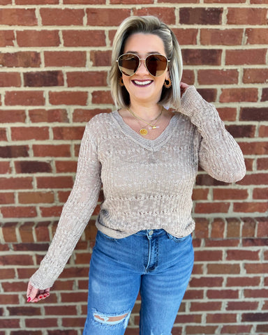 Jamison Knit Top in Taupe FINAL SALE