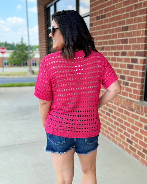 Gayle Knit Top in Neon Raspberry FINAL SALE