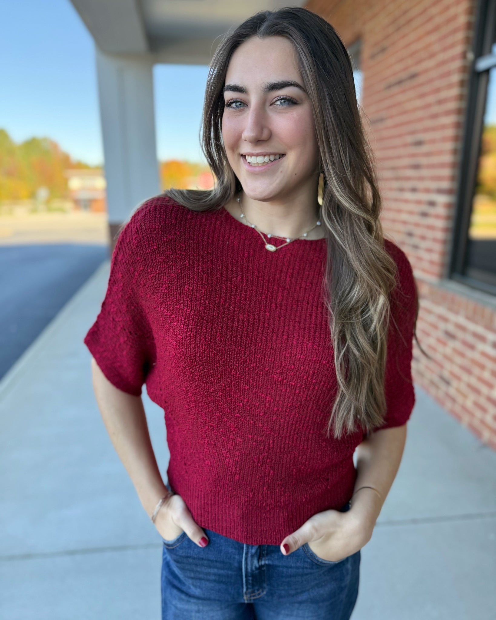 Ainsley Dolman Knit Sweater in Wine
