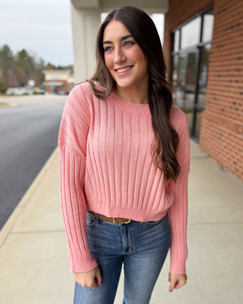 Walker Ribbed Sweater Top in Apricot FINAL SALE