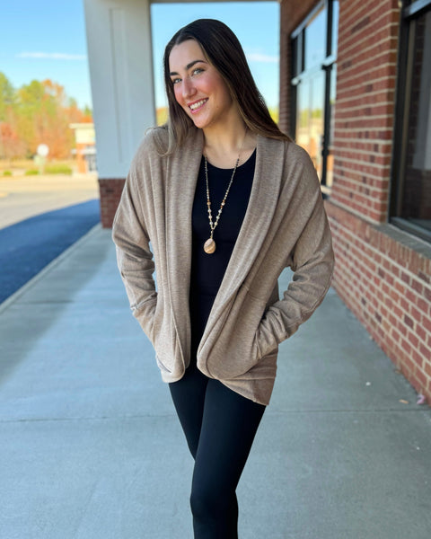 Zara Soft Cocoon Cardigan in Taupe