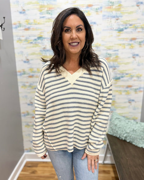 Kayce Sweater in Natural/Navy