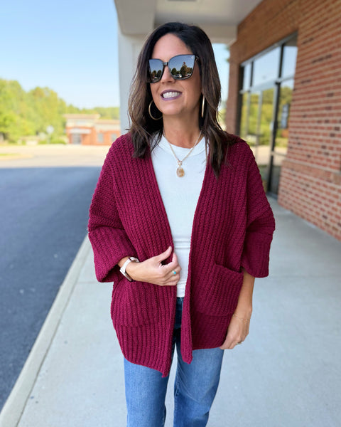 Gabbie Sweater Cardigan in Cabernet FINAL SALE