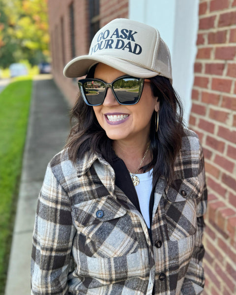 Go Ask Your Dad Trucker Hat in Khaki