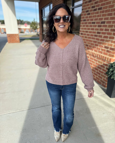 Allison Metallic Sweater in Mauve