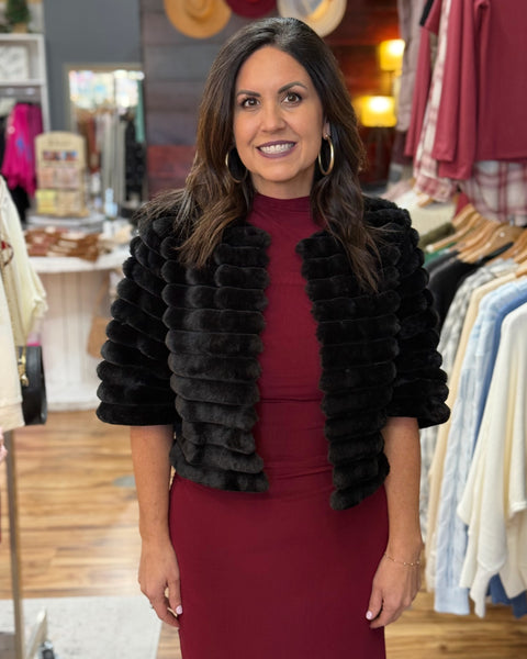 Polly Faux Fur Jacket in Black