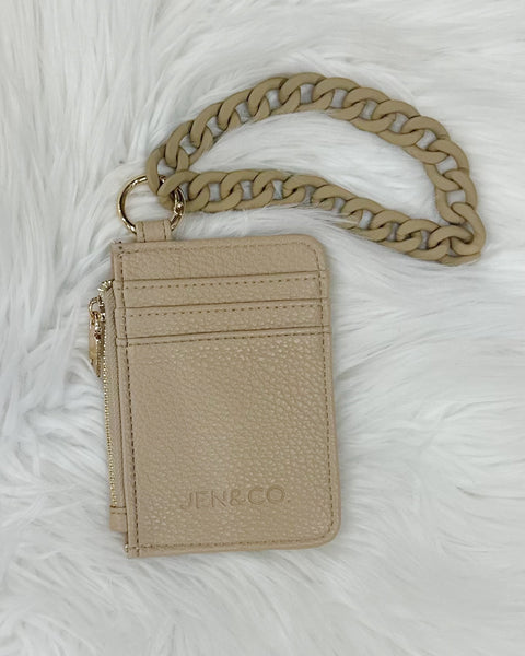 Rhodes Quilted Wallet w/ Chain Bangle in Taupe