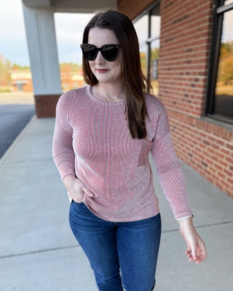 Emily REG/CURVY Top in Dark Red FINAL SALE