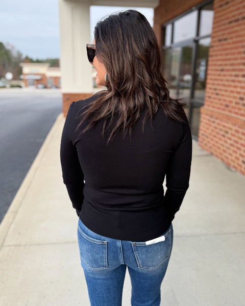 Sasha V-Neck Sweater in Black FINAL SALE