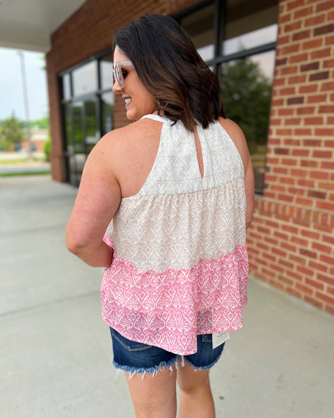 Kaitlyn Colorblock Tank in Hibiscus