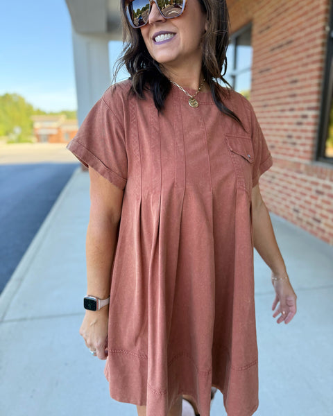 Lisa Snow Washed Dress in Clay FINAL SALE
