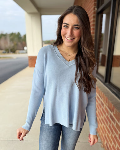 Amanda V-Neck Sweater in Periwinkle FINAL SALE