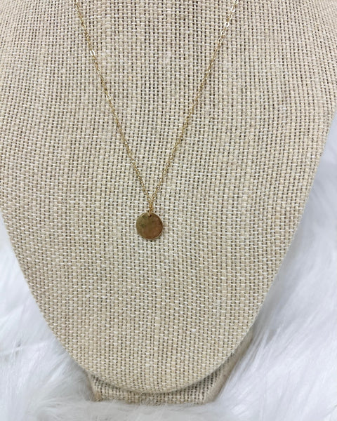 Hammered 3/8" Disc Necklace in Gold