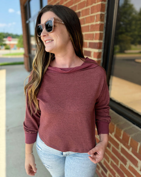 Payton Drop Shoulder Top in Mauve