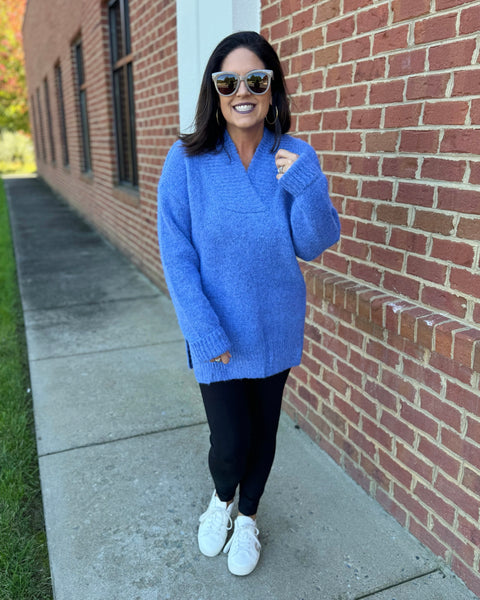 Georgia Slouchy Sweater in Slate Blue