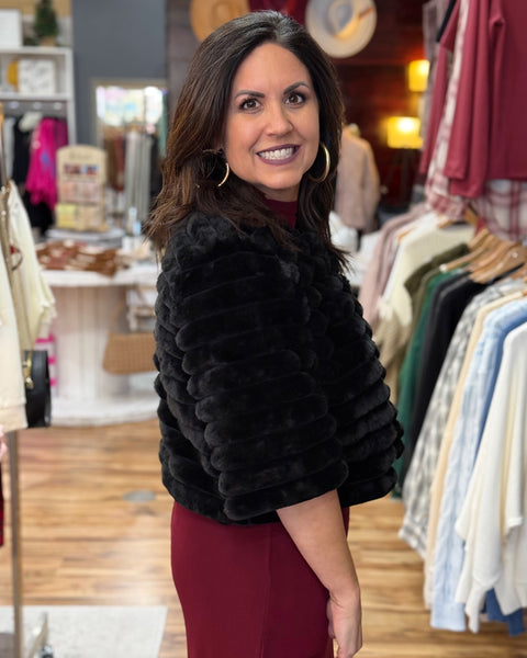 Polly Faux Fur Jacket in Black