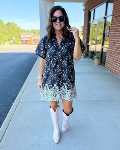 Noelle Floral Dress in Black