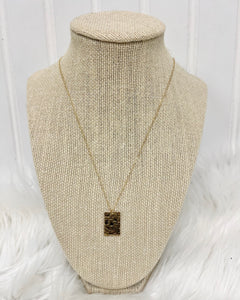 Hammered Rectangle Necklace in Gold