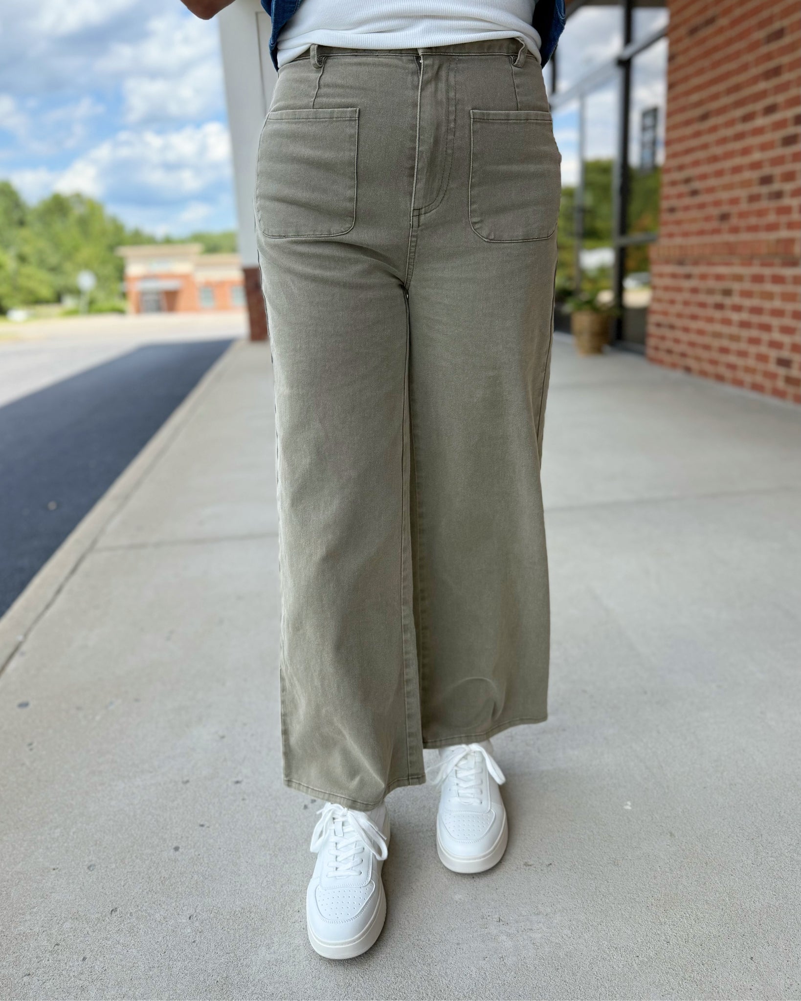 Helena Wide Leg Pants in Olive FINAL SALE