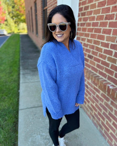 Georgia Slouchy Sweater in Slate Blue