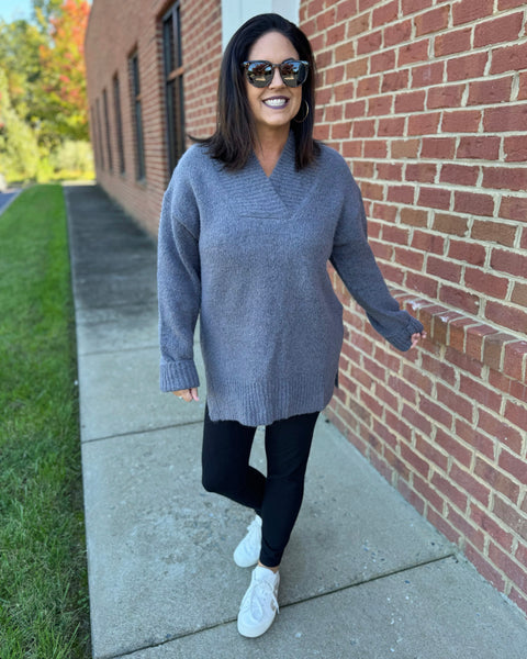 Georgia Slouchy Sweater in Charcoal